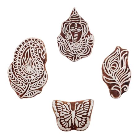 Set of 4 Piece New Mix Wooden Printing Block
